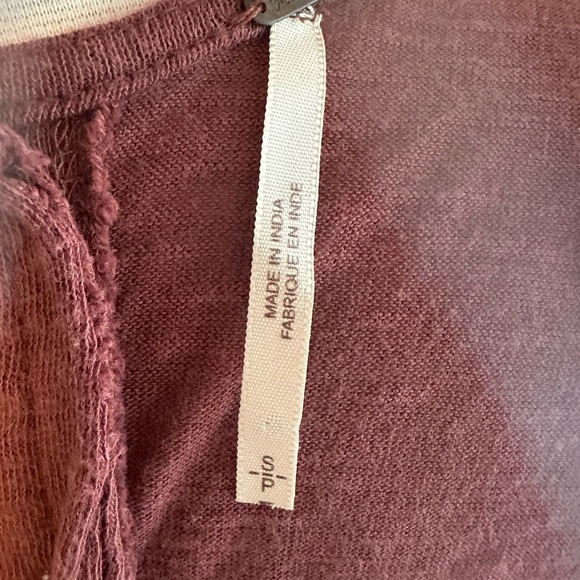 Free People wine colored tank. Sheer and cotton with button up back. - Picture 4 of 4